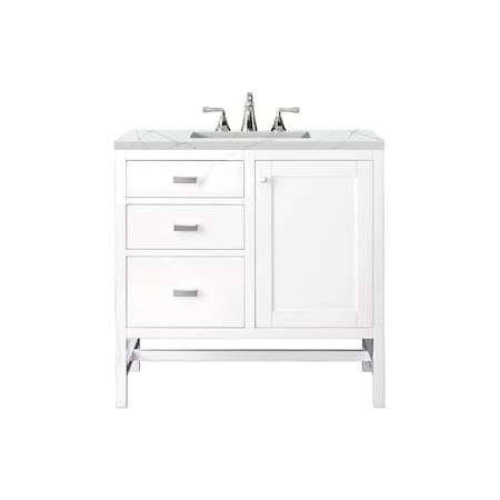 James Martin Vanities Addison 36in Single Vanity, Glossy White w/ 3 CM Ethereal Noctis Top E444-V36-GW-3ENC